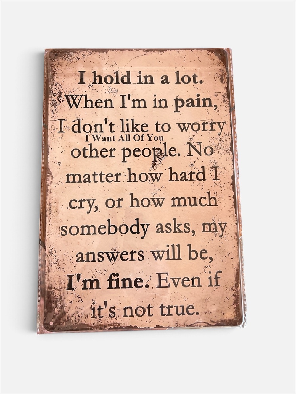 Wall Sign Plaque - Rust Brown 'I'm Fine' Quote